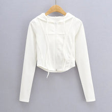 Load image into Gallery viewer, Curve Hem Cropped Zip Hoodie