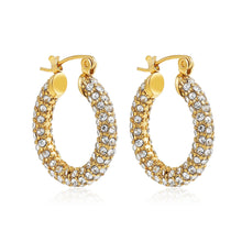 Load image into Gallery viewer, CZ U-Hoop Huggie Earrings