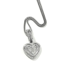 Load image into Gallery viewer, Iced Heart Baguette Pendant Necklace