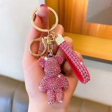 Load image into Gallery viewer, Crystal Bear Bag Charm Keychain