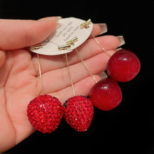 Load image into Gallery viewer, Resin Strawberry Cherry Drop Earrings