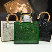 Load image into Gallery viewer, Bamboo Handle Croc Leather Bag