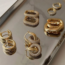 Load image into Gallery viewer, CZ U-Hoop Huggie Earrings