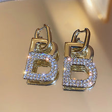Load image into Gallery viewer, B Initial Sparkle Earrings