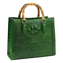 Load image into Gallery viewer, Bamboo Handle Croc Leather Bag