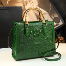 Load image into Gallery viewer, Bamboo Handle Croc Leather Bag