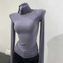 Load image into Gallery viewer, Sheer Stack-Neck Long-Sleeve Top