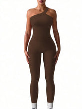Load image into Gallery viewer, Ribbed One-Shoulder Active Jumpsuit