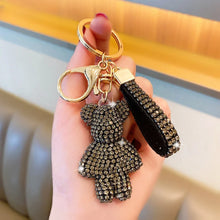 Load image into Gallery viewer, Crystal Bear Bag Charm Keychain
