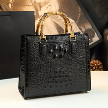 Load image into Gallery viewer, Bamboo Handle Croc Leather Bag