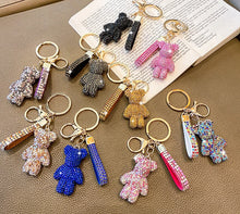 Load image into Gallery viewer, Crystal Bear Bag Charm Keychain
