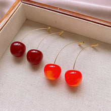 Load image into Gallery viewer, Resin Strawberry Cherry Drop Earrings