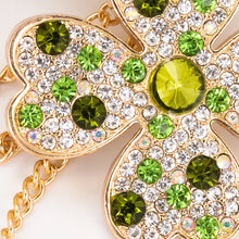 Load image into Gallery viewer, Lucky Clover Rhinestone Keychain