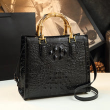 Load image into Gallery viewer, Bamboo Handle Croc Leather Bag