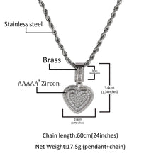 Load image into Gallery viewer, Iced Heart Baguette Pendant Necklace