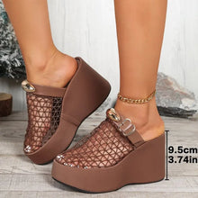 Load image into Gallery viewer, Ruby Rhinestone Net Wedge Sandals