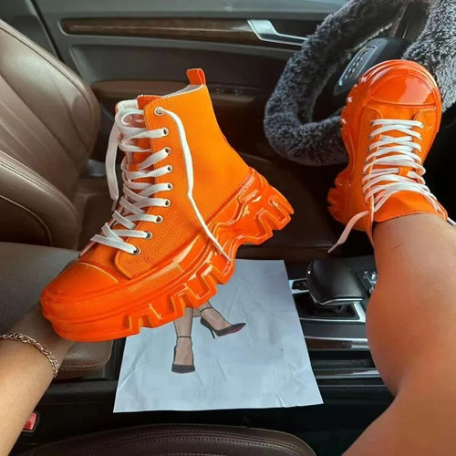 Candy Color Lace up Thick Sole Shoe