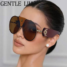 Load image into Gallery viewer, Steampunk Oversized Vintage Pilot Sunglasses