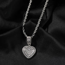 Load image into Gallery viewer, Iced Heart Baguette Pendant Necklace