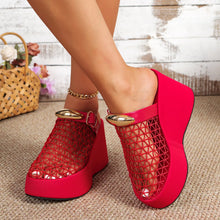 Load image into Gallery viewer, Ruby Rhinestone Net Wedge Sandals