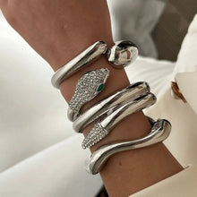 Load image into Gallery viewer, Snake Curve Wide Cuff Bangle