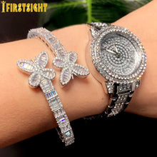 Load image into Gallery viewer, Iced Out Bling Opened Butterfly Charm Bracelet