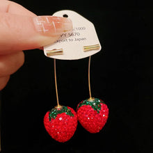 Load image into Gallery viewer, Resin Strawberry Cherry Drop Earrings