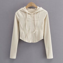 Load image into Gallery viewer, Curve Hem Cropped Zip Hoodie
