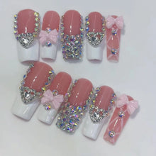 Load image into Gallery viewer, Bow Heart Crystal Press-On Nails