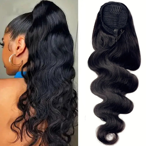 Body Wave Drawstring 100% Real Human Hair Brazilian Remy Clip