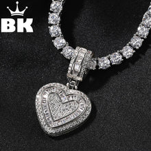 Load image into Gallery viewer, Iced Heart Baguette Pendant Necklace