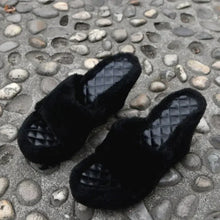 Load image into Gallery viewer, Cloud Step Plush Wedge Slippers