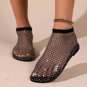 Rhinestone Fishing Net Sandals