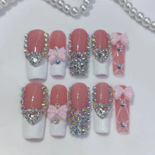 Load image into Gallery viewer, Bow Heart Crystal Press-On Nails