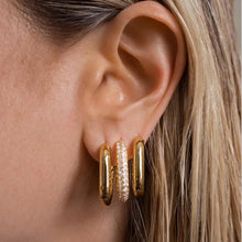 Load image into Gallery viewer, CZ U-Hoop Huggie Earrings
