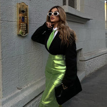 Load image into Gallery viewer, Metallic Pu Leather Maxi Skirt