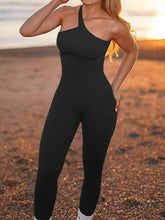 Load image into Gallery viewer, Ribbed One-Shoulder Active Jumpsuit