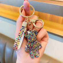 Load image into Gallery viewer, Crystal Bear Bag Charm Keychain
