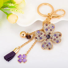 Load image into Gallery viewer, Lucky Clover Rhinestone Keychain
