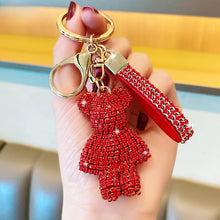 Load image into Gallery viewer, Crystal Bear Bag Charm Keychain