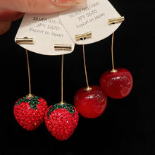 Load image into Gallery viewer, Resin Strawberry Cherry Drop Earrings