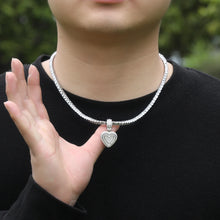 Load image into Gallery viewer, Iced Heart Baguette Pendant Necklace