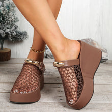 Load image into Gallery viewer, Ruby Rhinestone Net Wedge Sandals