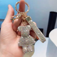 Load image into Gallery viewer, Crystal Bear Bag Charm Keychain