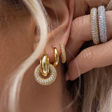 Load image into Gallery viewer, CZ U-Hoop Huggie Earrings