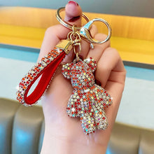 Load image into Gallery viewer, Crystal Bear Bag Charm Keychain