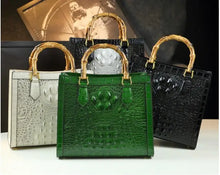 Load image into Gallery viewer, Bamboo Handle Croc Leather Bag