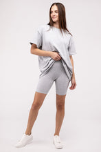 Load image into Gallery viewer, Cotton Round Neck Top &amp; Biker Shorts Set