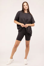 Load image into Gallery viewer, Cotton Round Neck Top &amp; Biker Shorts Set