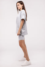 Load image into Gallery viewer, Cotton Round Neck Top &amp; Biker Shorts Set